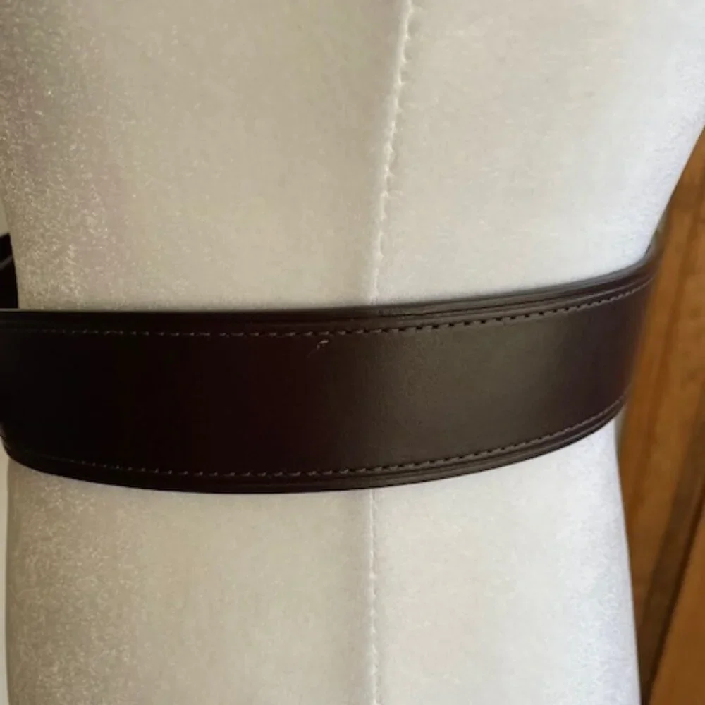 COACH Vintage Brown Leather Silver Tone Textured Buckle Men's Belt 38